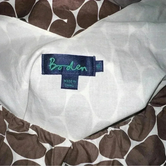 EUC Boden Fit Flare Brown White Polka Dot Sleeveless Midi Dress Size 18L - Picture 6 of 6